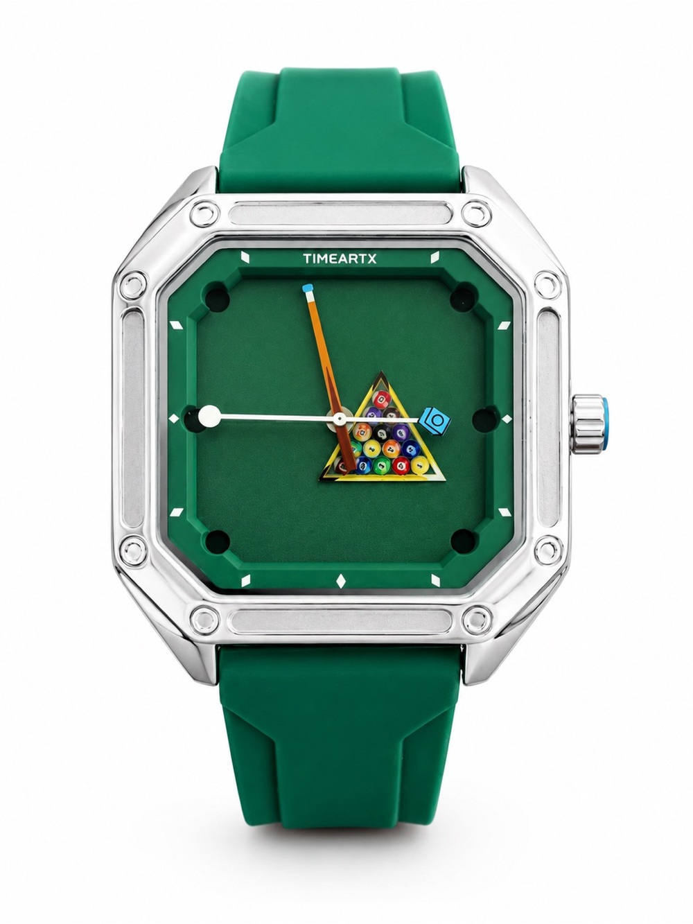 Green Dial Pool-Table Inspired Square Watch Green Strap
